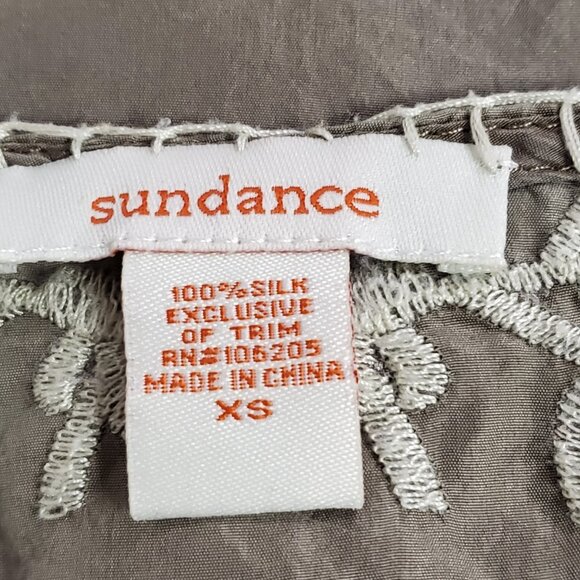 Sundance Womens Silk Embroidered Top Size XS Brown Boho Gypsy Artsy Lightweight - Picture 4 of 9